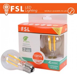 Lampada Filamento Sfera A60FC 10.8W 3000K E27 - Confezione 2PACK