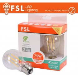 Lampada Filamento Sfera A60FC 8.5W 3000K E27 - Confezione 2PACK