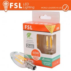 Lampada Filamento Sfera C35FC 6.5W 3000K E14 - Confezione 2PACK