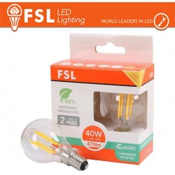 Lampada Filamento Sfera G45FC 4W 3000K E14 - Confezione 2PACK