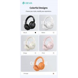 Lite1 Cuffie Over-Ear Wireless ad Alta Autonomia con Audio AAC e Ricarica Type-C Bianche