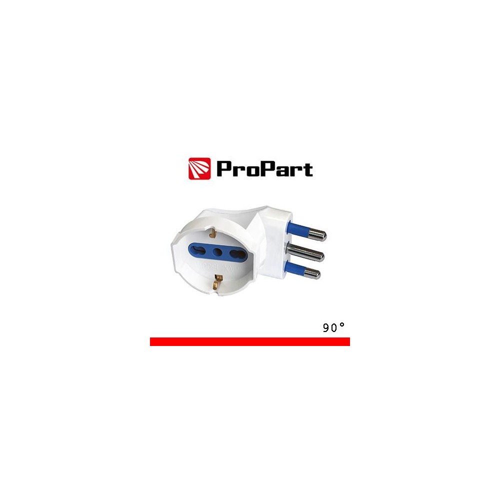 Adattatore schuko 90° spina16A salvaspazio