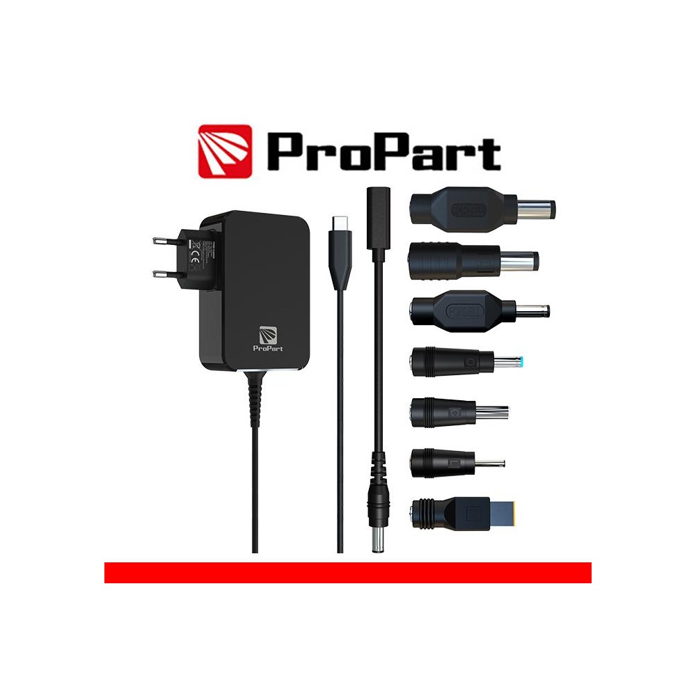 Alimentatore GaN Type C 90W  + 7 Connettori DC nero